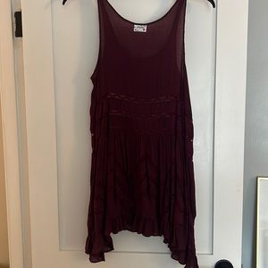 Free People tank tunic, burgundy, small